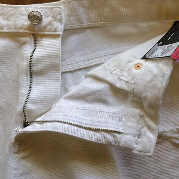 Denim Co Shorts 12 Distressed Raw Hem Super High Waist White - Picture 9 of 13